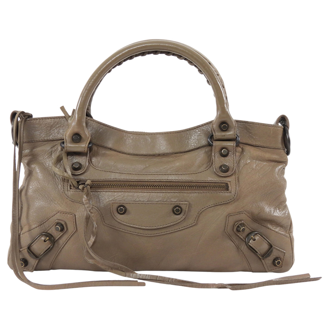Balenciaga Taupe Brown Vintage Lambskin City First Bag