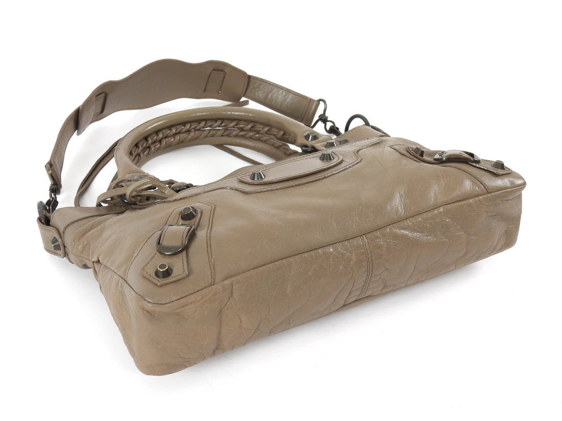 Balenciaga Taupe Brown Vintage Lambskin City First Bag