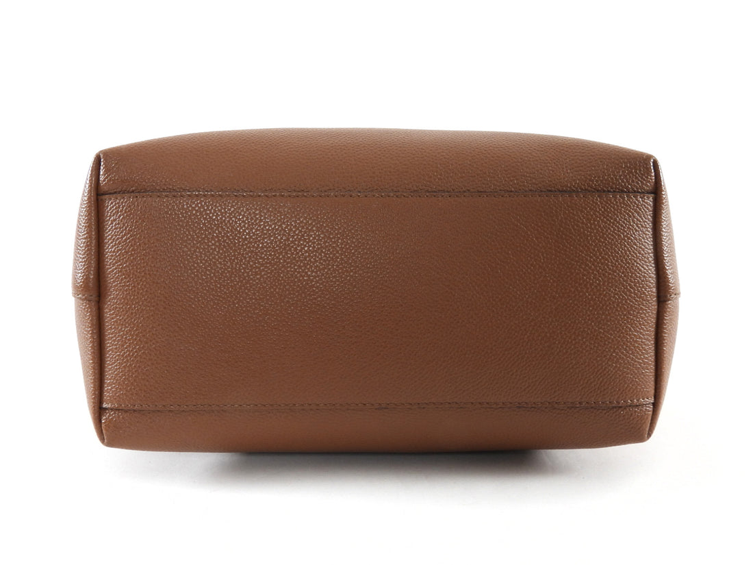 Demellier Tan Brown Leather Vertical Vancouver Tote Bag