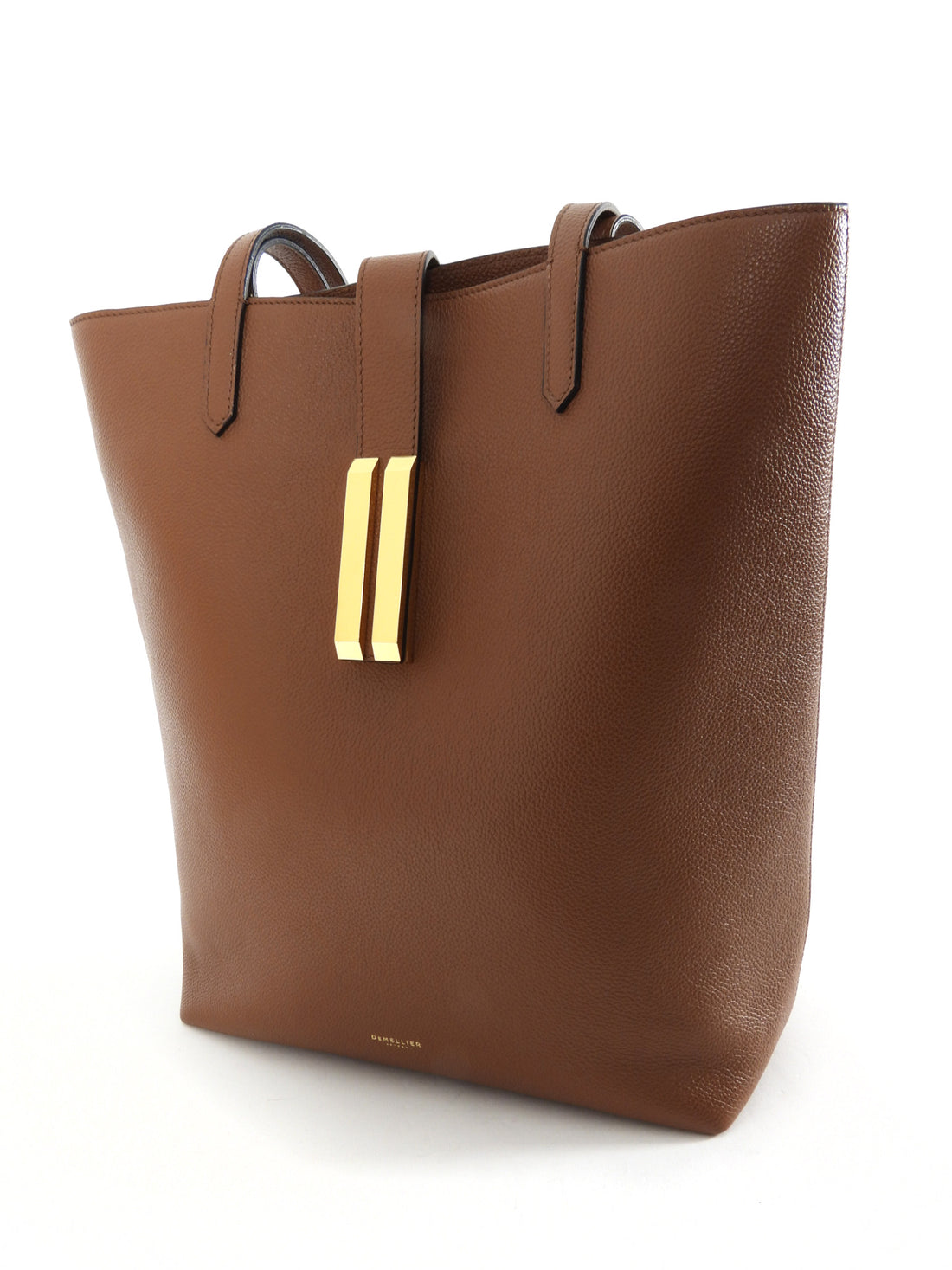 Demellier Tan Brown Leather Vertical Vancouver Tote Bag