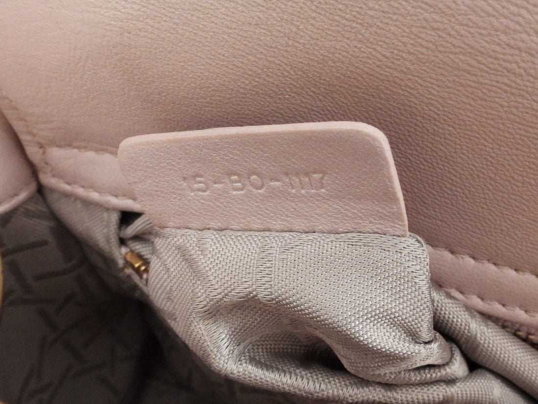 Christian Dior Mini Lady Dior Cannage Quilted Blush Pink Pearly Leather Two Way Bag GHW