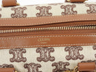 Celine Canvas Triomphe Logo and Leather Boston Small Bag