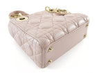 Christian Dior Mini Lady Dior Cannage Quilted Blush Pink Pearly Leather Two Way Bag GHW