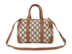 Celine Canvas Triomphe Logo and Leather Boston Small Bag