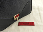 Valentino Black Aged Leather Enamel Panther Heads Chain Flap Bag Mini