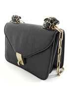 Valentino Black Aged Leather Enamel Panther Heads Chain Flap Bag Mini