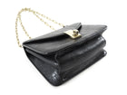Valentino Black Aged Leather Enamel Panther Heads Chain Flap Bag Mini