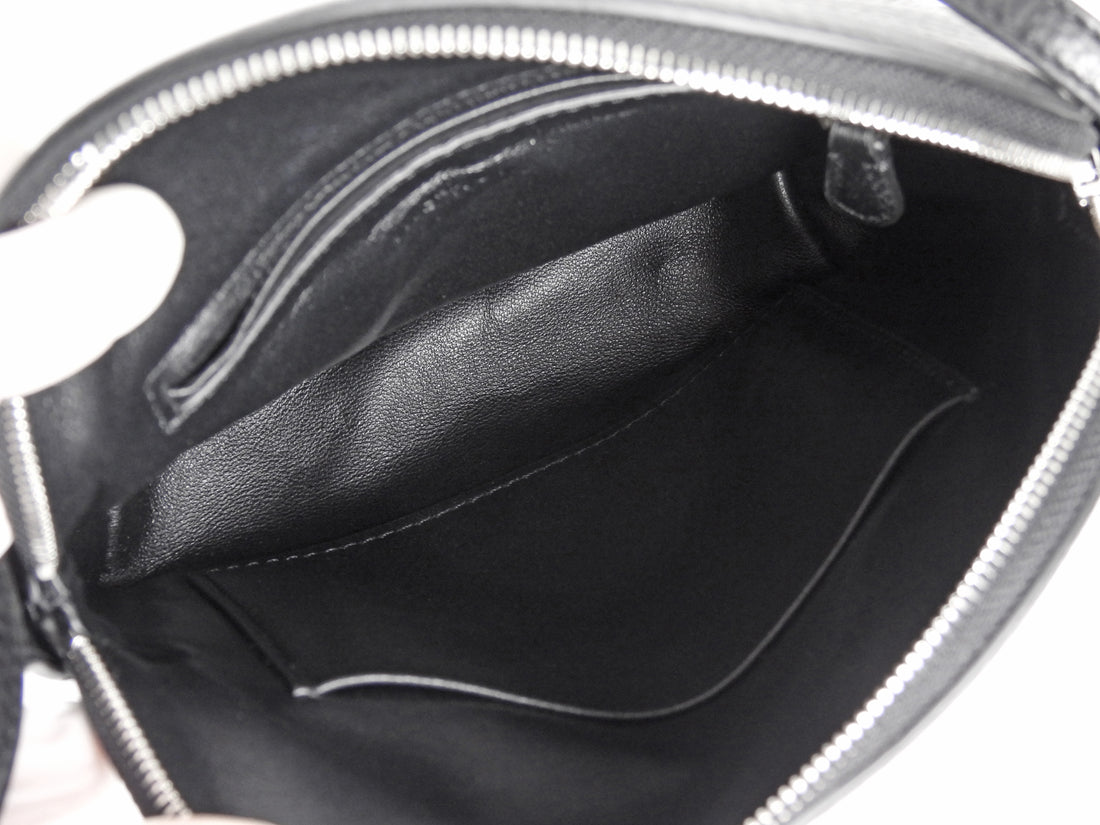 The Row Black Leather Mini North South Annie Crossbody Zip Bag