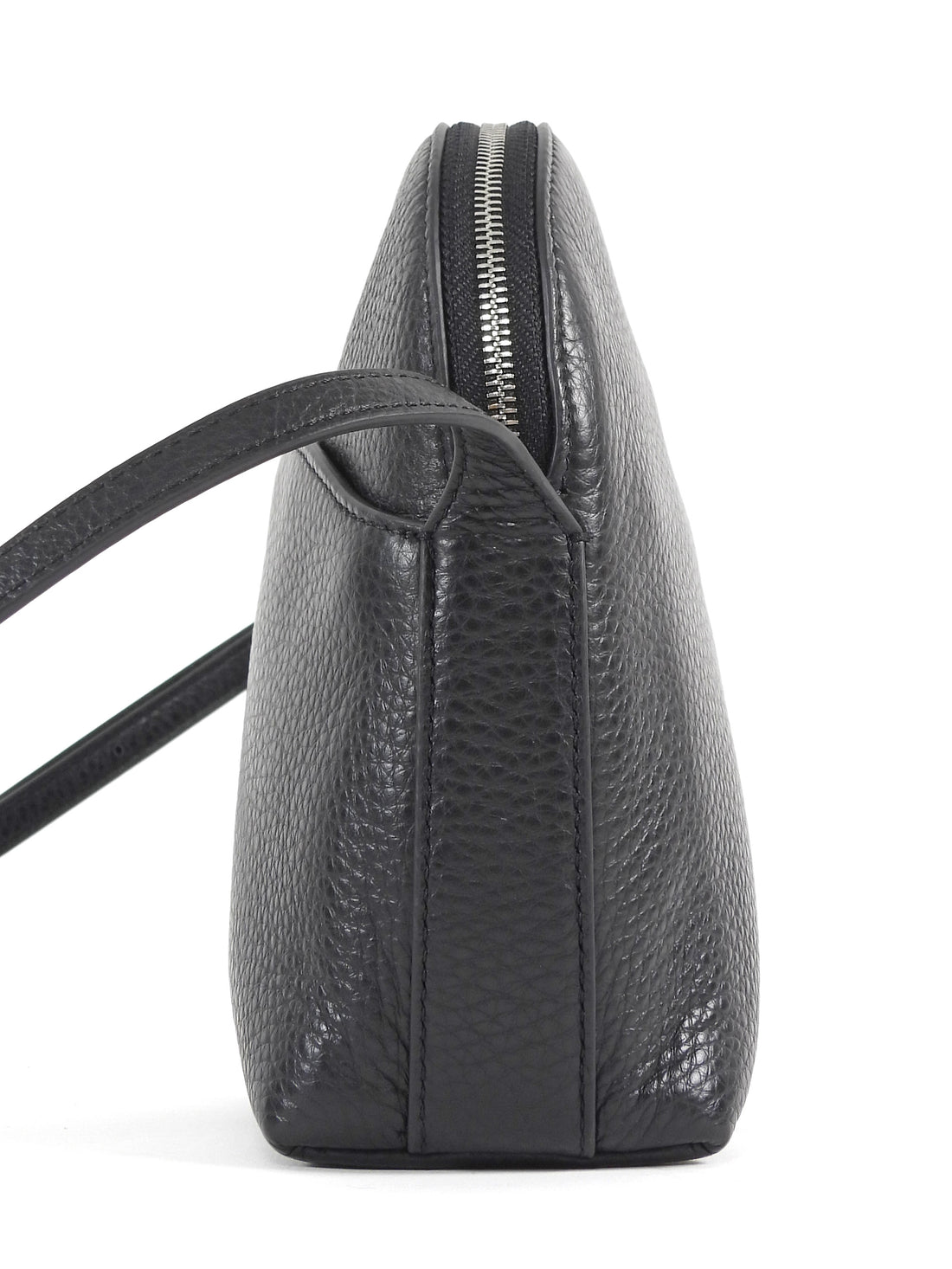 The Row Black Leather Mini North South Annie Crossbody Zip Bag