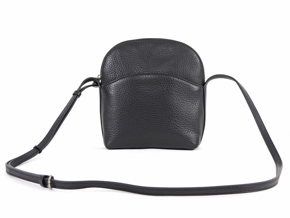 The Row Black Leather Mini North South Annie Crossbody Zip Bag