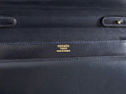Hermes Vintage 1984 Midnight Navy Box Leather H Annie Clutch Bag with Strap 24cm