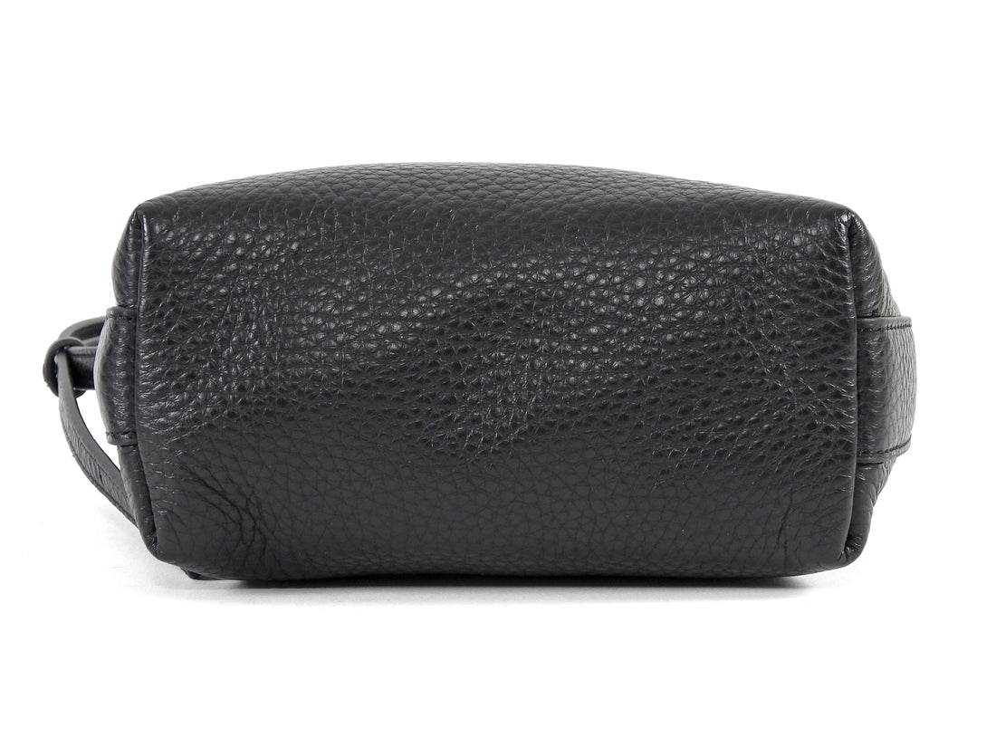 The Row Black Leather Mini North South Annie Crossbody Zip Bag