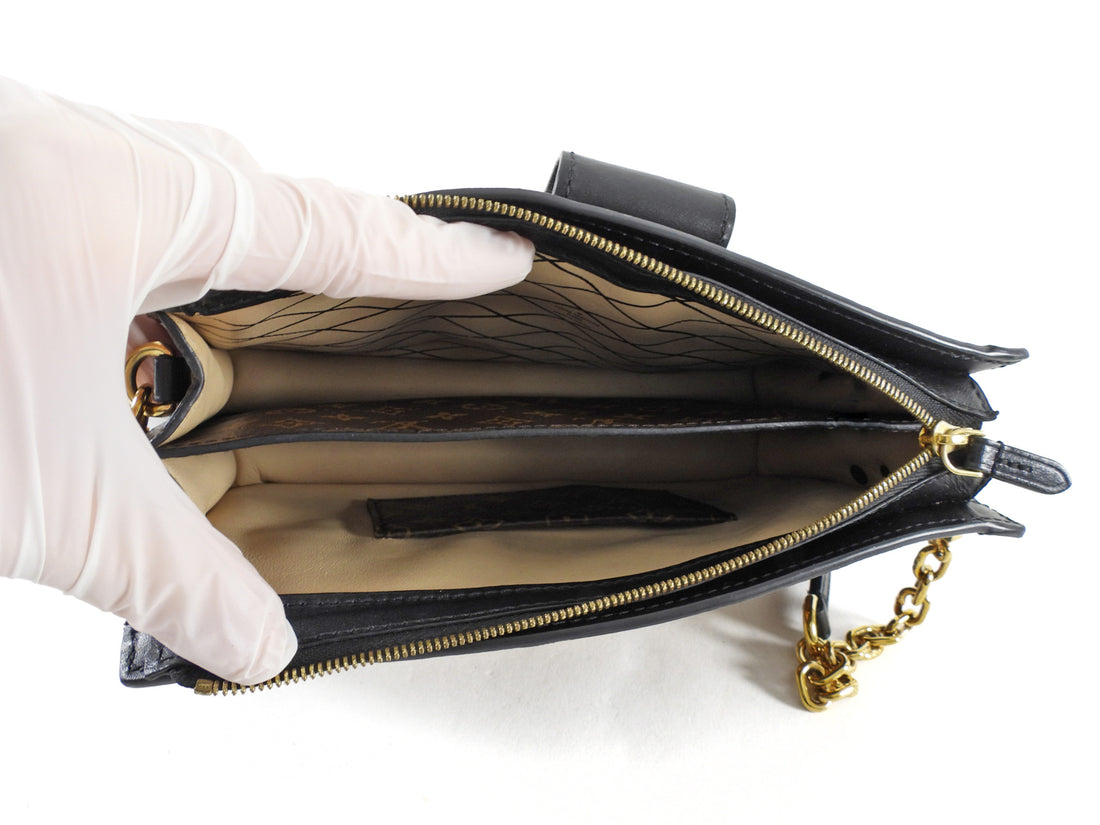 Louis Vuitton Brown Black Reverse Monogram Canvas Trunk Clutch Chain Bag