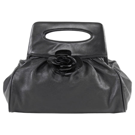 Chanel vintage 2003 Leather Camelia Frame Clutch Bag