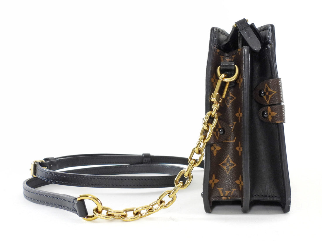 Louis Vuitton Brown Black Reverse Monogram Canvas Trunk Clutch Chain Bag