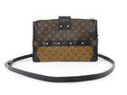 Louis Vuitton Brown Black Reverse Monogram Canvas Trunk Clutch Chain Bag