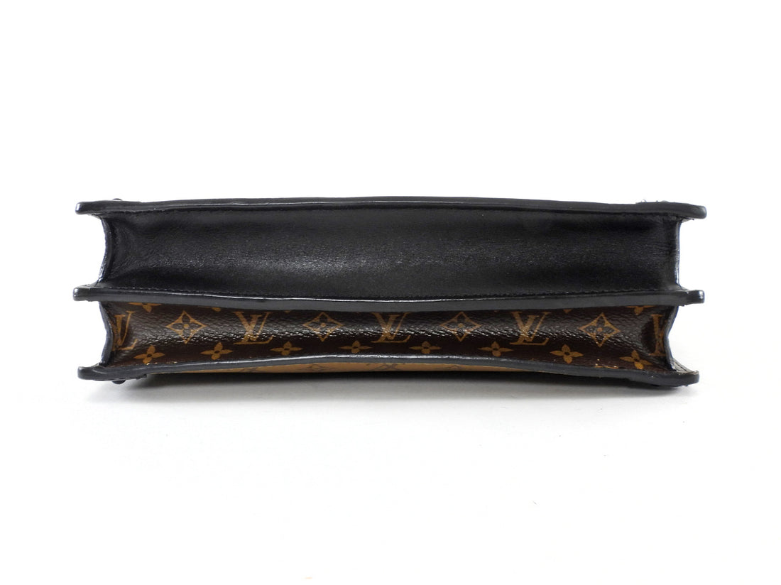 Louis Vuitton Brown Black Reverse Monogram Canvas Trunk Clutch Chain Bag