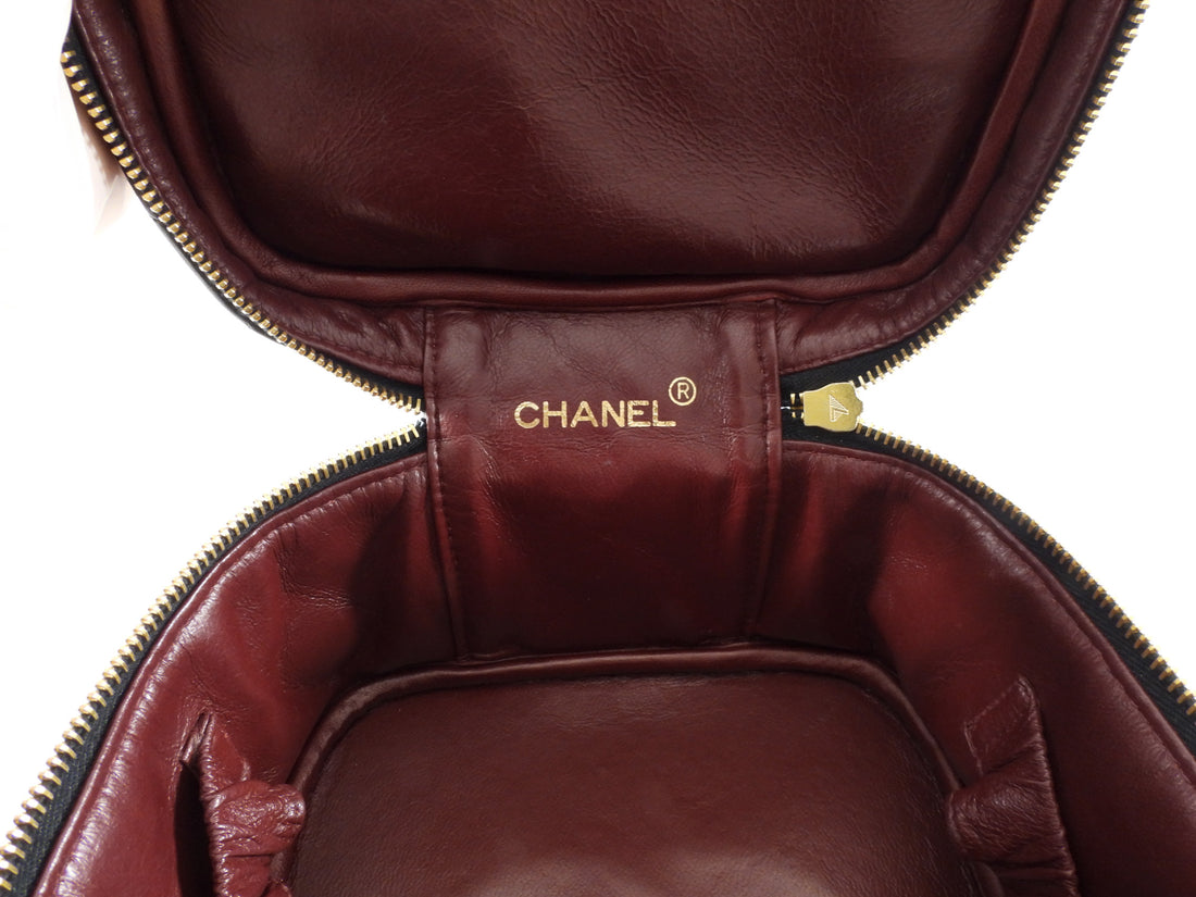 Chanel Vintage 1994 Black Quilted Lambskin CC Vanity Bag
