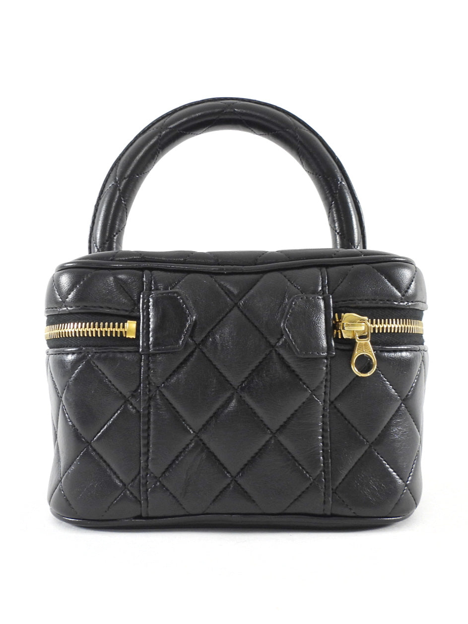 Chanel Vintage 1994 Black Quilted Lambskin CC Vanity Bag
