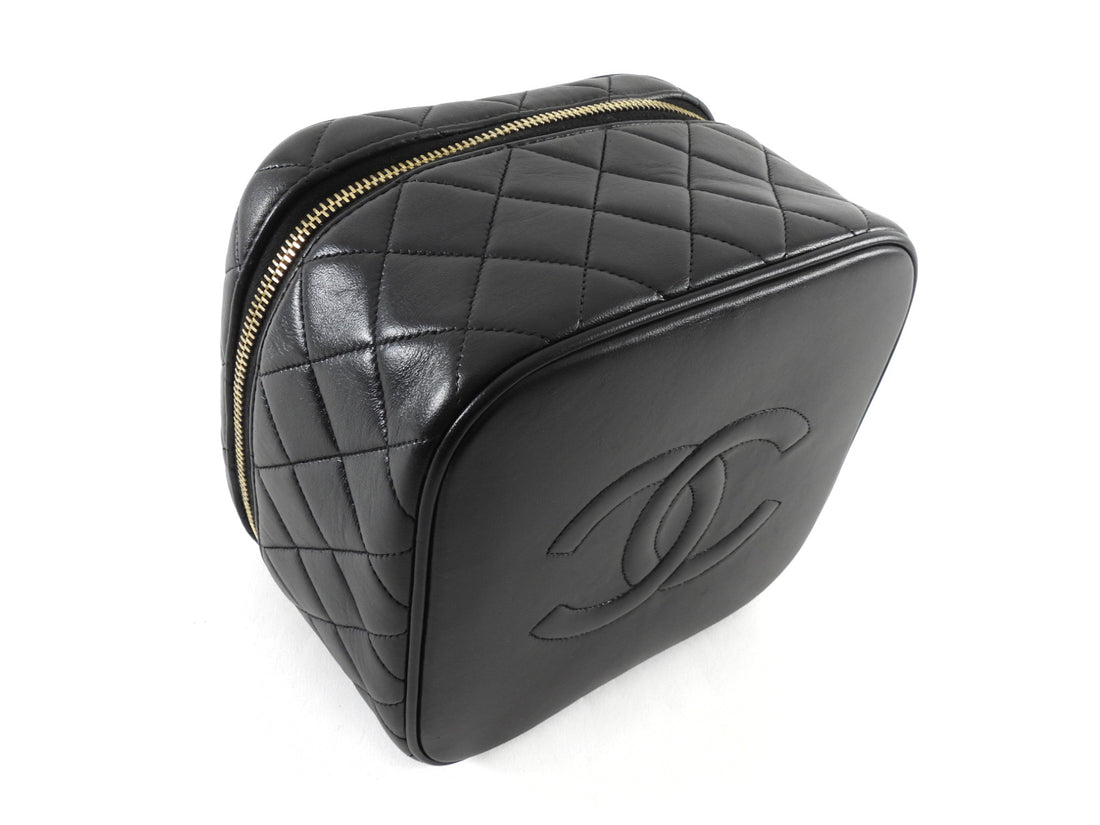 Chanel Vintage 1994 Black Quilted Lambskin CC Vanity Bag