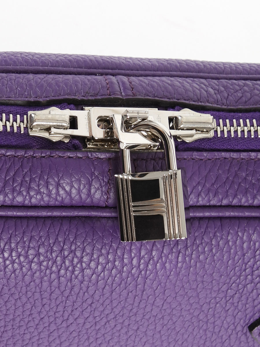 Hermes Clemence Leather Victoria Elan 38 Ultraviolet Bag PHW