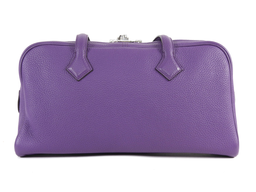 Hermes Clemence Leather Victoria Elan 38 Ultraviolet Bag PHW