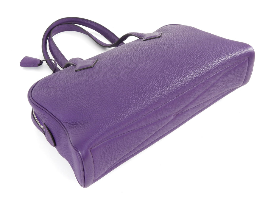 Hermes Clemence Leather Victoria Elan 38 Ultraviolet Bag PHW