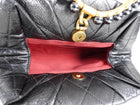 Chanel Quilted Dark Charcoal Grey Aged Lambskin Pearl Crown Clutch Bag