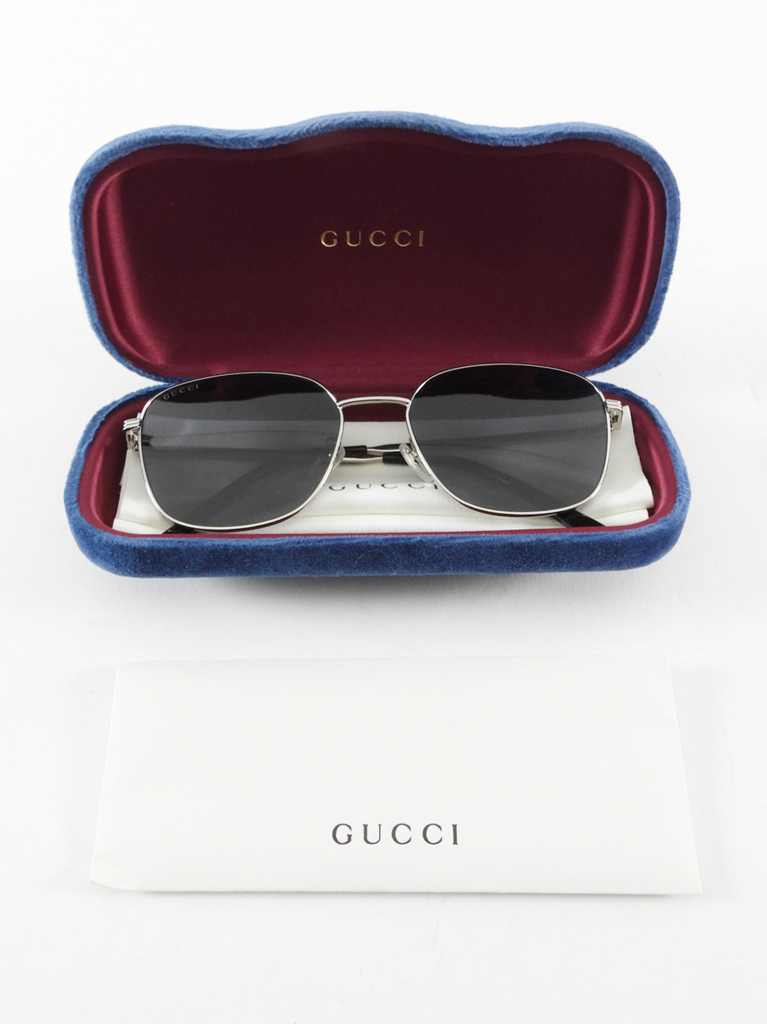 Gucci Silver Metal Frame Striped Sunglasses GG0837SK