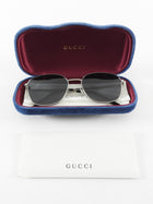 Gucci Silver Metal Frame Striped Sunglasses GG0837SK