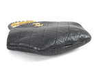 Chanel Quilted Dark Charcoal Grey Aged Lambskin Pearl Crown Clutch Bag