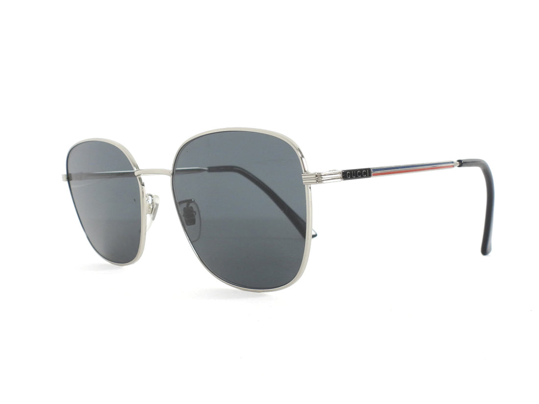 Gucci Silver Metal Frame Striped Sunglasses GG0837SK