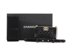Chanel Black Patent Boy Chain Box Minaudiere Nano Evening Bag