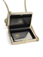 Chanel Black Patent Boy Chain Box Minaudiere Nano Evening Bag