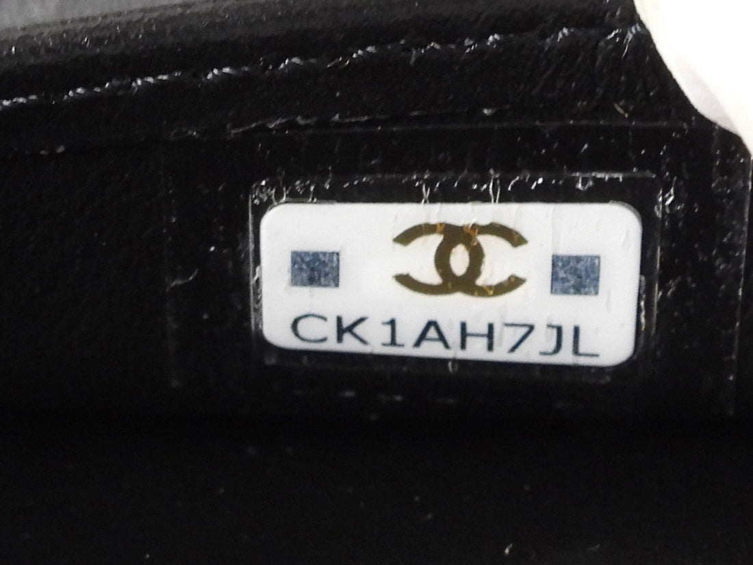Chanel Black Patent Boy Chain Box Minaudiere Nano Evening Bag