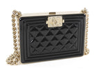 Chanel Black Patent Boy Chain Box Minaudiere Nano Evening Bag
