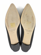 Manolo Blahnik Black Satin Crystal Hangisi Pointed Flats - 39.5