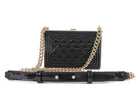 Chanel Black Patent Boy Chain Box Minaudiere Nano Evening Bag