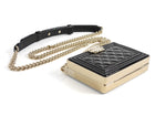 Chanel Black Patent Boy Chain Box Minaudiere Nano Evening Bag