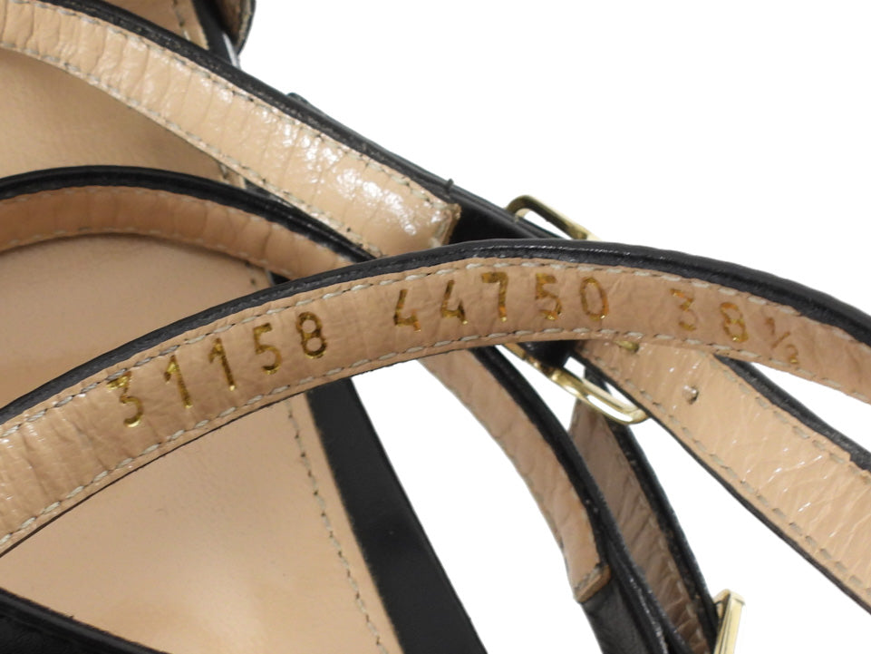 Gianvito Rossi Black Gold Leather Strappy Sandal Heels - 38.5