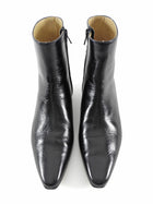 Jamie Haller Black Aged Glossed Leather Pointed Toe Ankle Boots - 37