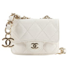 Chanel White Caviar Quilted Leather Mini Flap Belt Bag