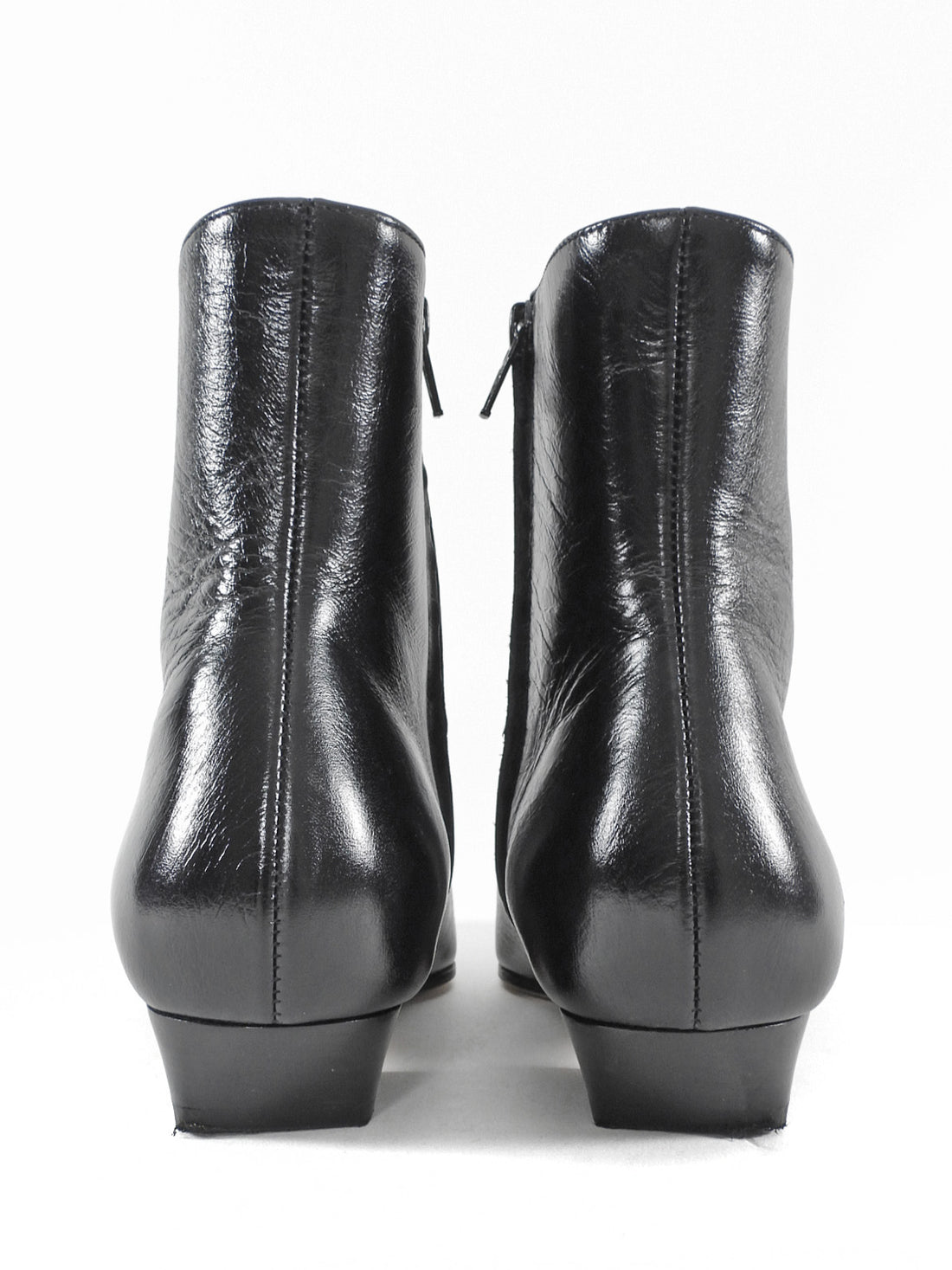 Jamie Haller Black Aged Glossed Leather Pointed Toe Ankle Boots - 37