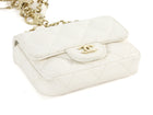 Chanel White Caviar Quilted Leather Mini Flap Belt Bag