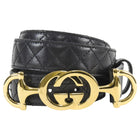 Gucci Black and Gold Tone Zumi Horsebit Buckle Quilted Leather Belt - 95 / 38