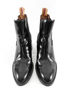 See by Chloe Black Glossed Leather Block Heel Chelsea Boots - 38