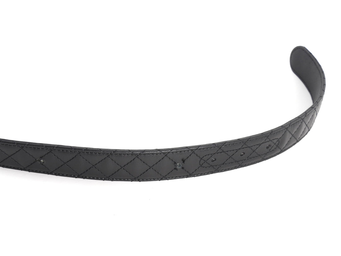 Gucci Black and Gold Tone Zumi Horsebit Buckle Quilted Leather Belt - 95 / 38