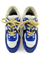 Chanel Blue and White CC Logo Suede Nylon Combo Sneakers - 38