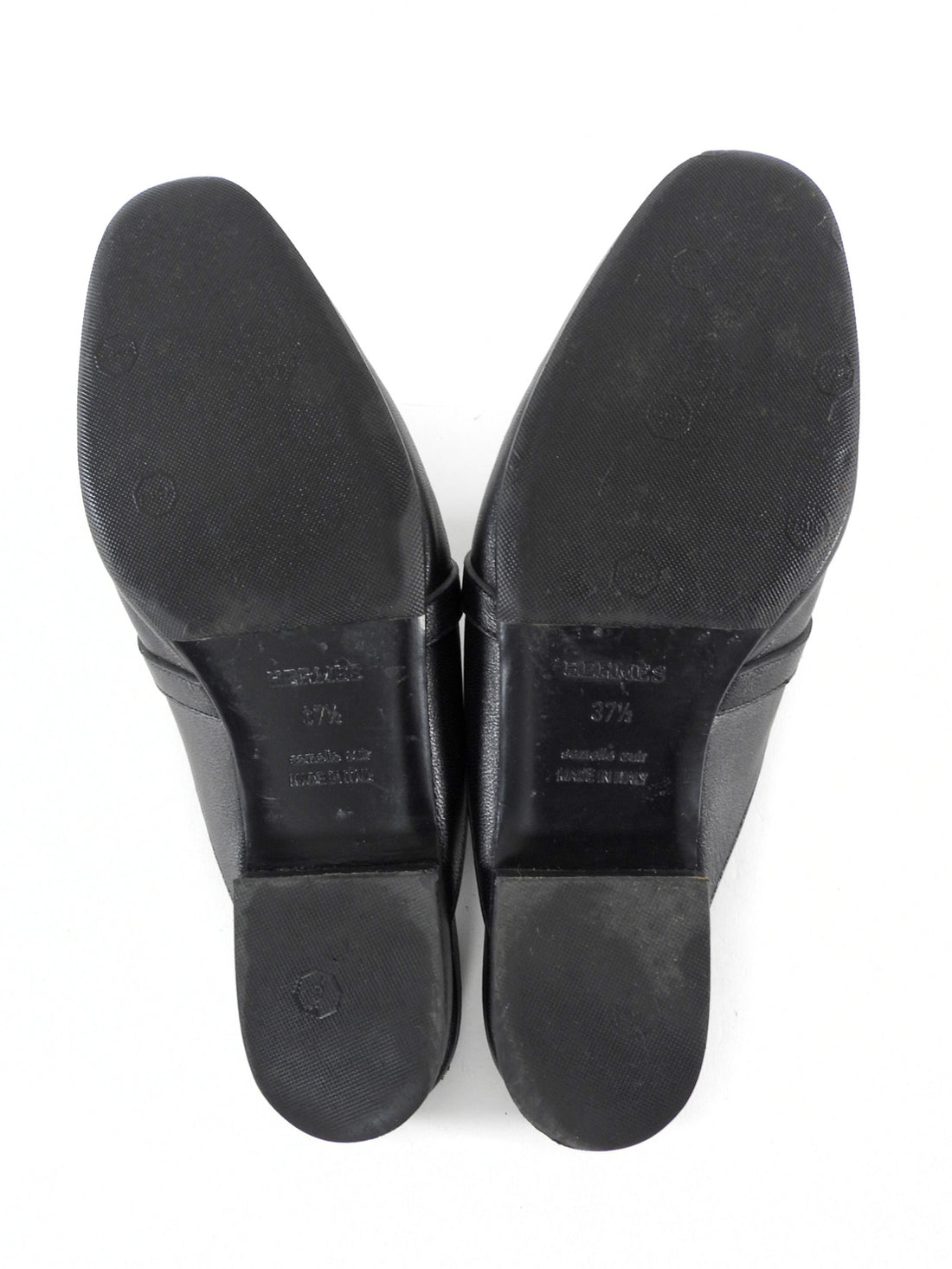 Hermes Black Leather Flat Oz Kelly Lock Mule Shoes PHW - 37.5