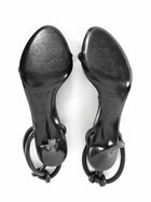 Helmut Lang Black Knotted Leather T Strap Heeled Sandals 38